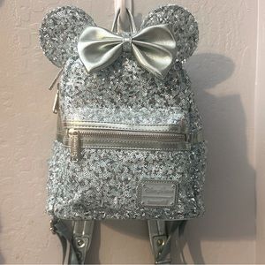 Blue Sequined Disney Parks Loungefly Mini Backpack